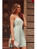 Striped dress tied at the back, mint PR3202 - Online store - Boutique